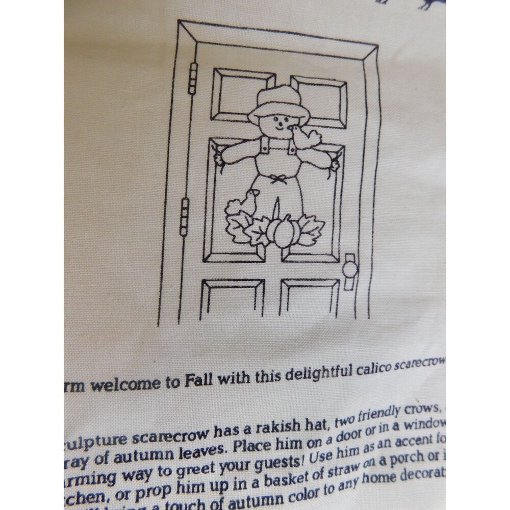 Vintage Cranston Print Works Country Scarecrow Autumn Fabric Panel Sewing Craft - Picture 7 of 9